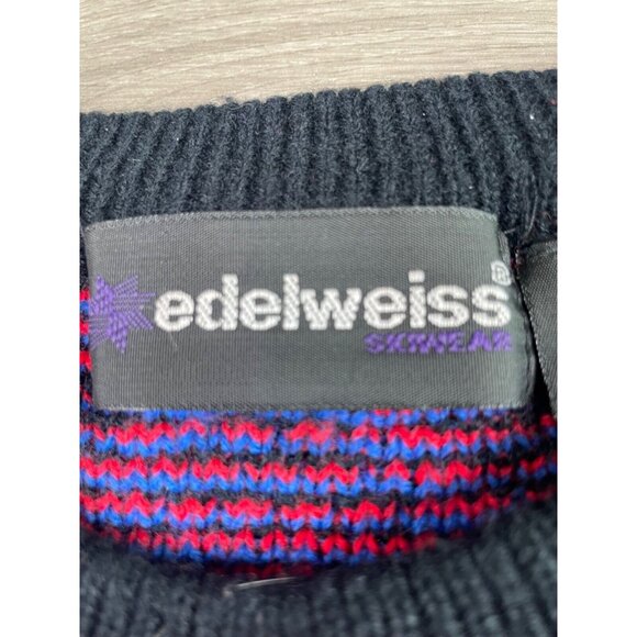 VTG 90s Edelweiss Ski Sweater Pullover Multicolor Abstract Geometric Knit Crew L - Picture 5 of 11